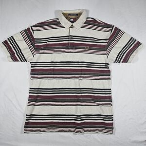 Tommy Hilfiger Burgundy and Cream Striped Polo